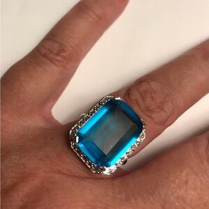 Blue Topaz Stamped 925 Sterling Silver Ring